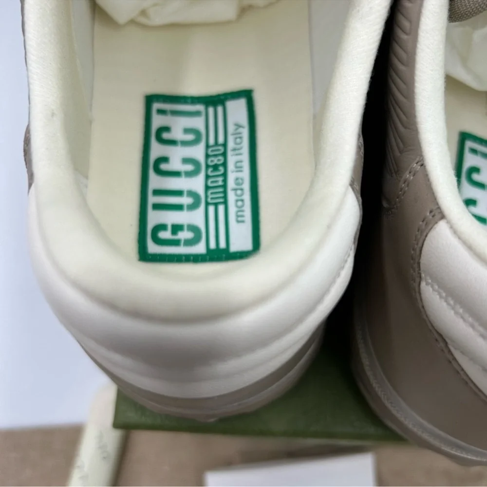 Men’s Gucci Mac 80 Dune beige low top sneakers size 12 made in Italy